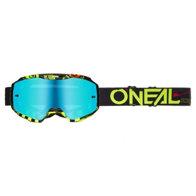 O`NEAL B-10 BRILLE ATTACK V.24 SCHWARZ/NEONGELB/BLAU/VERSPIEGELT 