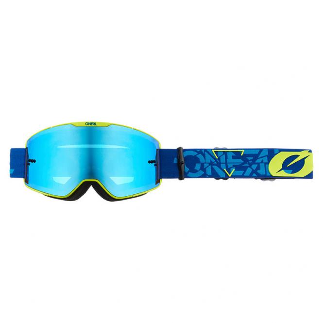 O`NEAL B-20 BRILLE STRAIN V.22 BLAU/GELB - BLAU VERSPIEGELT 